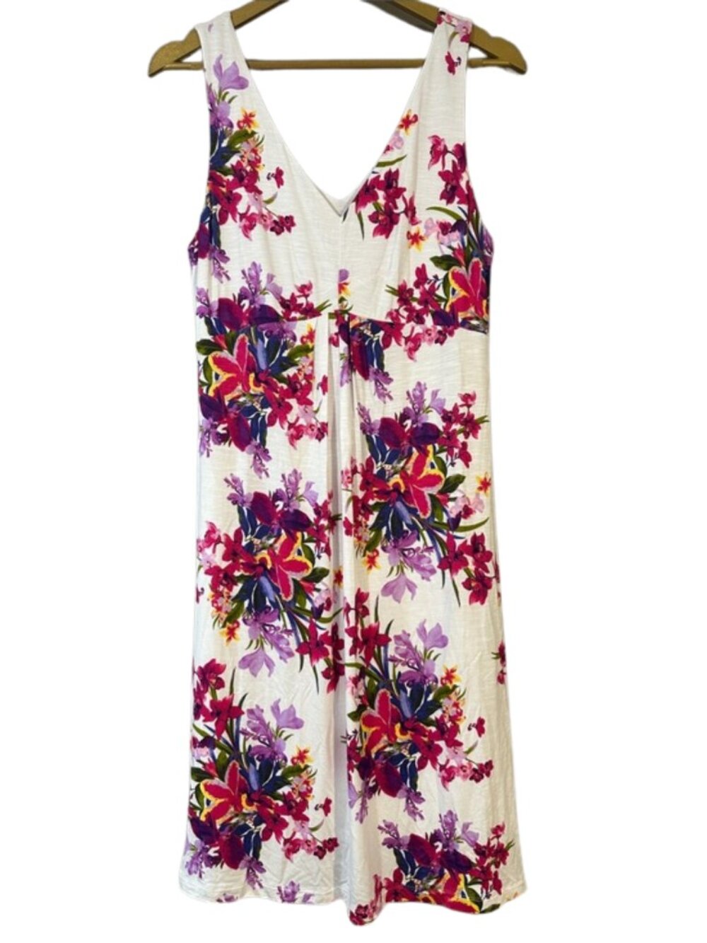 Tommy Bahama Floral Dress Medium Sleeveless Tropical Print White Pink Resortwear
